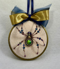 Load image into Gallery viewer, Vintage Gold AB and Clear Crystal on Cream 4 Inch Hoop Spider