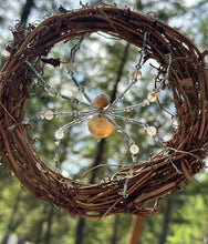 Load image into Gallery viewer, Hand Beaded Natural Montana Agate Sun Catcher Spider