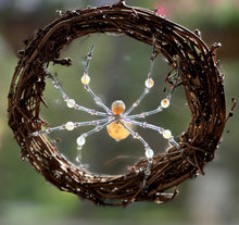 Load image into Gallery viewer, Hand Beaded Natural Montana Agate Sun Catcher Spider