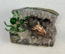 Load image into Gallery viewer, Amethyst Display with Green Jade Spiderling