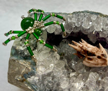 Load image into Gallery viewer, Amethyst Display with Green Jade Spiderling