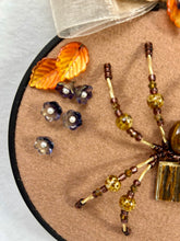 Load image into Gallery viewer, Vintage Cufflink Gold & Antler on Beige 6 Inch Hoop Spider