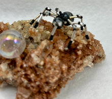 Load image into Gallery viewer, Aragonite Display with Snowflake Obsidian Spiderling