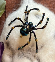Load image into Gallery viewer, Beaded Black Aurora Borealis Spiderling
