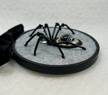 Load image into Gallery viewer, Vintage Black & White Agate Cufflink on Grey 4 Inch Hoop Spider