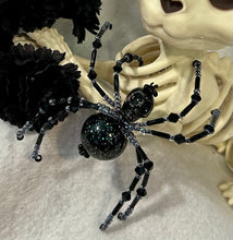 Load image into Gallery viewer, Beaded Black Skull Spider