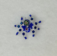 Load image into Gallery viewer, Hand Made Glass Blue Floral Jumping Spider