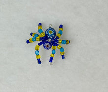 Load image into Gallery viewer, Hand Made Glass Blue Floral Jumping Spider