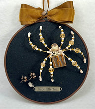 Load image into Gallery viewer, Vintage Cufflink Gold & Antler on Black 6 Inch Hoop Spider