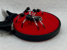 Load image into Gallery viewer, Vintage Cufflink Silver Comedy & Tragedy Masks on Red 3 Inch Hoop Spider