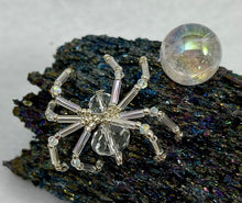Load image into Gallery viewer, Carborundum Display with Faceted Clear Quartz Spiderling