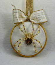 Load image into Gallery viewer, Vintage Gold & Citrine on White 4 Inch Hoop Spider