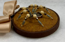 Load image into Gallery viewer, Vintage Cufflink Gold Crown on Coffee 3 Inch Hoop Spider