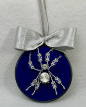 Load image into Gallery viewer, Clear Crystal Spider on Blue 4 Inch Hoop