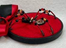 Load image into Gallery viewer, Vintage Metal Dart Board Cufflink on Red 4 Inch Hoop Spider
