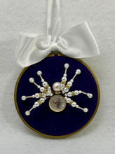 Load image into Gallery viewer, Vintage Gold and MOP with Gold Duck on Royal Purple 4 Inch Hoop Spider