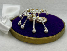 Load image into Gallery viewer, Vintage Gold and MOP with Gold Duck on Royal Purple 4 Inch Hoop Spider