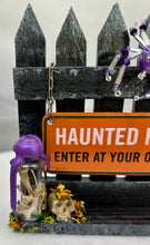 Load image into Gallery viewer, Small Hand Painted Wooden Fence with Amethyst Spiderling