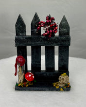 Load image into Gallery viewer, Mini Hand Painted Wooden Fence with Red Jumping Spider