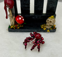 Load image into Gallery viewer, Mini Hand Painted Wooden Fence with Red Jumping Spider