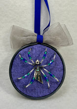 Load image into Gallery viewer, Vintage Cufflink Silver Scalene Triangle on Purple 3 Inch Hoop Spider
