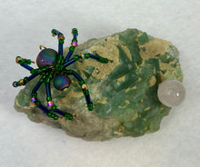 Load image into Gallery viewer, Green Fluorite Display with Titanium Coated Quartz Spiderling