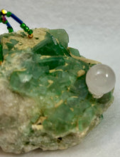 Load image into Gallery viewer, Green Fluorite Display with Titanium Coated Quartz Spiderling