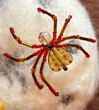 Load image into Gallery viewer, Beaded Glass Heart Spiderling