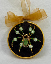 Load image into Gallery viewer, Vintage Cufflink Gold & Seraphinite Stone on Brown 3 Inch Hoop Spider
