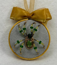 Load image into Gallery viewer, Vintage Cufflink Gold & Seraphinite Stone on Light Grey 3 Inch Hoop Spider