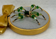 Load image into Gallery viewer, Vintage Cufflink Gold & Seraphinite Stone on Light Grey 3 Inch Hoop Spider