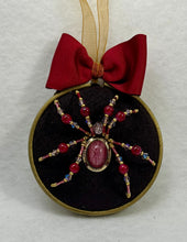 Load image into Gallery viewer, Vintage Cufflink Gold & Oval Burgundy Cat's Eye on Brown 3 Inch Hoop Spider
