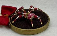 Load image into Gallery viewer, Vintage Cufflink Gold & Oval Burgundy Cat's Eye on Brown 3 Inch Hoop Spider