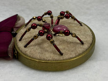 Load image into Gallery viewer, Vintage Cufflink Gold & Oval Burgundy Cat's Eye on Tan 3 Inch Hoop Spider