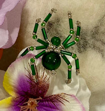 Load image into Gallery viewer, Beaded Green Jade Spiderling