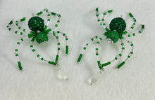 Load image into Gallery viewer, Beaded Green Sparkle Crystal Drop Christmas Spider