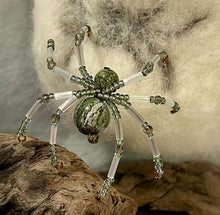 Load image into Gallery viewer, Beaded Green Zebra Jasper Spiderling