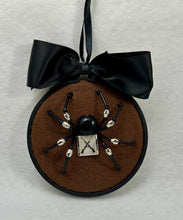 Load image into Gallery viewer, Vintage Silver Long Gun Cufflink on Brown 4 Inch Hoop Spider