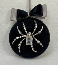 Load image into Gallery viewer, Vintage Cufflink Silver Hourglass on Black 3 Inch Hoop Spider