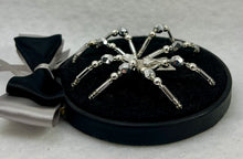 Load image into Gallery viewer, Vintage Cufflink Silver Hourglass on Black 3 Inch Hoop Spider