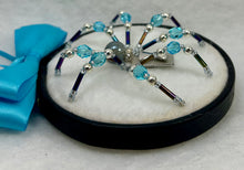 Load image into Gallery viewer, Vintage Cufflink Silver Hourglass on White 3 Inch Hoop Spider