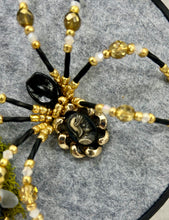 Load image into Gallery viewer, Vintage Cufflink Gold & Black Roman Knight on Grey 6 Inch Hoop Spider