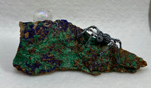 Load image into Gallery viewer, Malachite & Azurite Display with Black Dragon Vein Spiderling