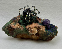Load image into Gallery viewer, Malachite & Azurite Display with Blue Goldstone Spiderling