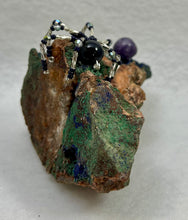 Load image into Gallery viewer, Malachite & Azurite Display with Blue Goldstone Spiderling