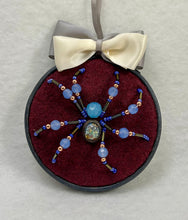 Load image into Gallery viewer, Vintage Cufflink Silver Opal on Burgundy 3 Inch Hoop Spider