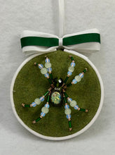 Load image into Gallery viewer, Vintage Cufflink Silver Opal on Olive 3 Inch Hoop Spider