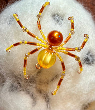Load image into Gallery viewer, Beaded Orange Pumpkin Spiderling