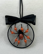 Load image into Gallery viewer, Vintage Orange & White Cabachon Cufflink on Grey 4 Inch Hoop Spider