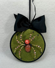 Load image into Gallery viewer, Vintage Orange & White Cabachon Cufflink on Olive 4 Inch Hoop Spider